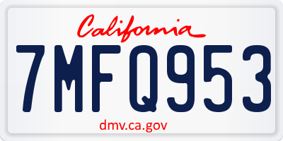 CA license plate 7MFQ953