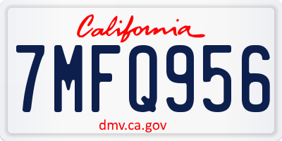 CA license plate 7MFQ956
