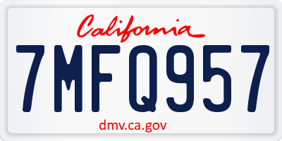CA license plate 7MFQ957