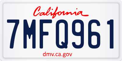 CA license plate 7MFQ961