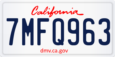 CA license plate 7MFQ963