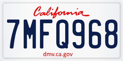 CA license plate 7MFQ968