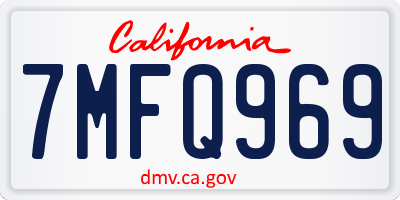 CA license plate 7MFQ969