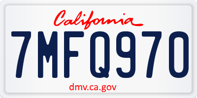 CA license plate 7MFQ970