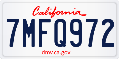 CA license plate 7MFQ972