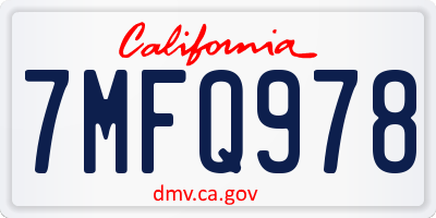 CA license plate 7MFQ978