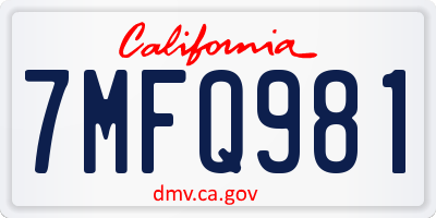 CA license plate 7MFQ981
