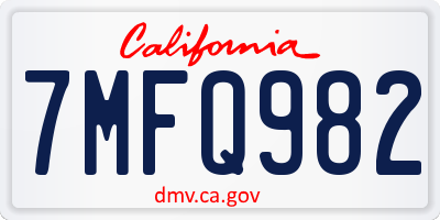 CA license plate 7MFQ982
