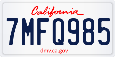 CA license plate 7MFQ985