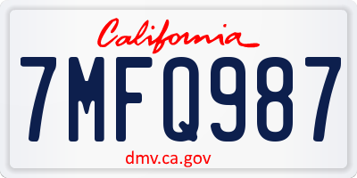 CA license plate 7MFQ987