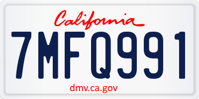 CA license plate 7MFQ991