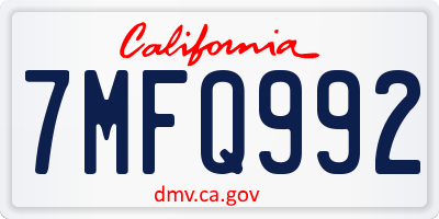 CA license plate 7MFQ992