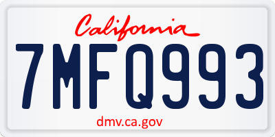 CA license plate 7MFQ993