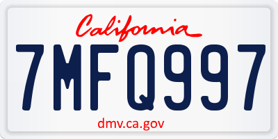 CA license plate 7MFQ997