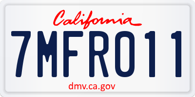 CA license plate 7MFR011