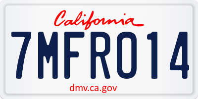 CA license plate 7MFR014