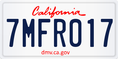 CA license plate 7MFR017