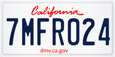 CA license plate 7MFR024