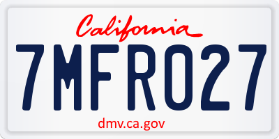 CA license plate 7MFR027