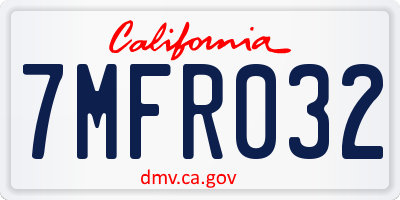 CA license plate 7MFR032