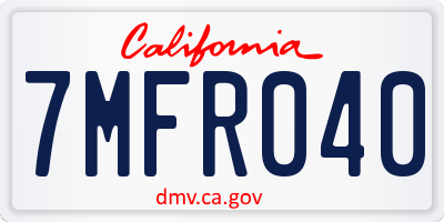 CA license plate 7MFR040
