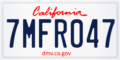 CA license plate 7MFR047