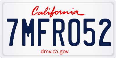 CA license plate 7MFR052