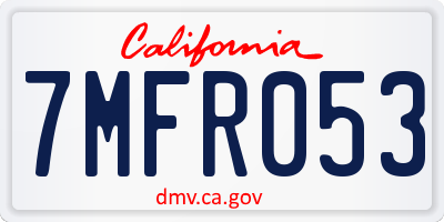 CA license plate 7MFR053