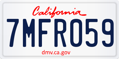 CA license plate 7MFR059