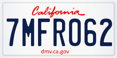 CA license plate 7MFR062