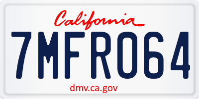 CA license plate 7MFR064