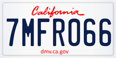 CA license plate 7MFR066
