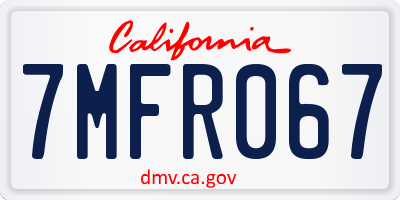 CA license plate 7MFR067
