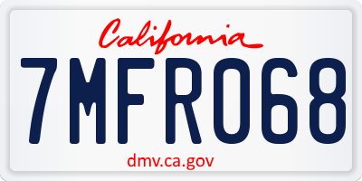 CA license plate 7MFR068
