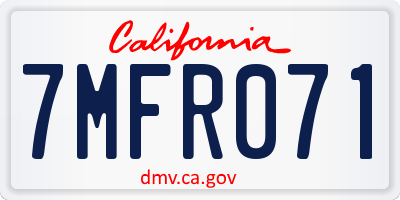 CA license plate 7MFR071