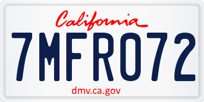 CA license plate 7MFR072