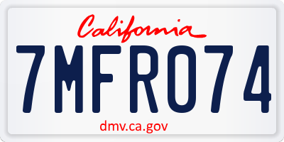 CA license plate 7MFR074