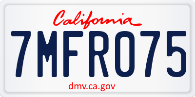 CA license plate 7MFR075