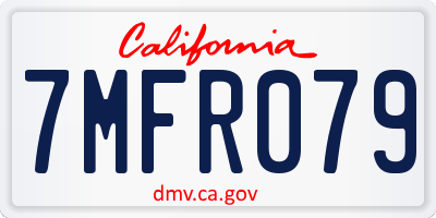 CA license plate 7MFR079