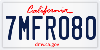 CA license plate 7MFR080