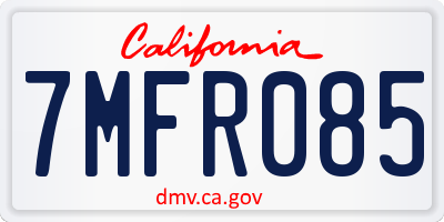 CA license plate 7MFR085