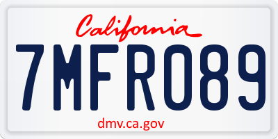CA license plate 7MFR089