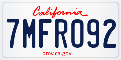 CA license plate 7MFR092