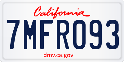CA license plate 7MFR093