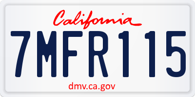 CA license plate 7MFR115