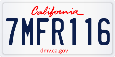 CA license plate 7MFR116