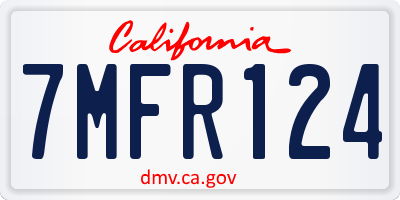 CA license plate 7MFR124
