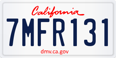 CA license plate 7MFR131