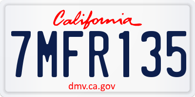 CA license plate 7MFR135