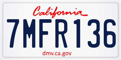 CA license plate 7MFR136